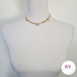 Gold Necklace With Butterfly Accent